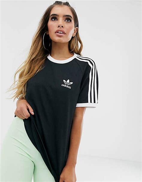 camiseta negra con tres rayas adicolor de adidas originals